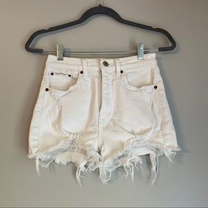 Abercrombie White High Rise Mom Shorts